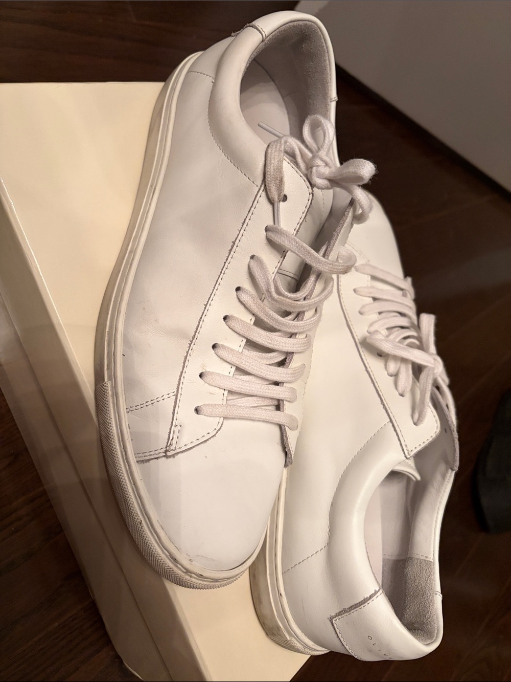Oliver Cabell Men's Casual White Leather Lace-Up Sneakers size 42